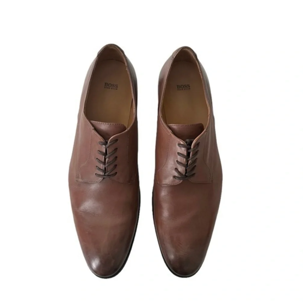 Hugo Boss Kensington Medium Brown Leather Derby Shoes Size 11‎
